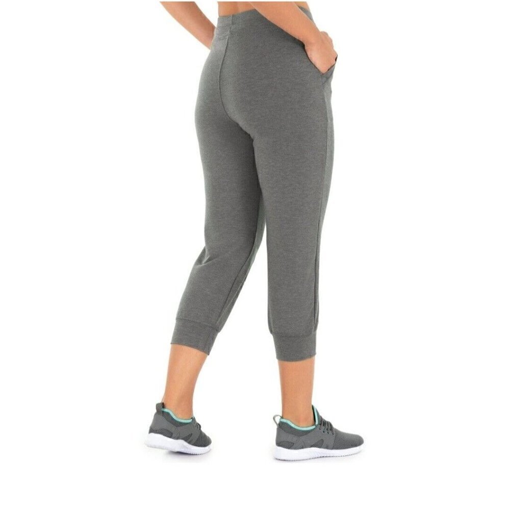 Athletic Works Women's French Terry Capri Jogger Pants, Green, S (4-6) - Picture 3 of 8